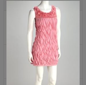 Grifflin Paris Pink Rosette Ruffle Shift Dress